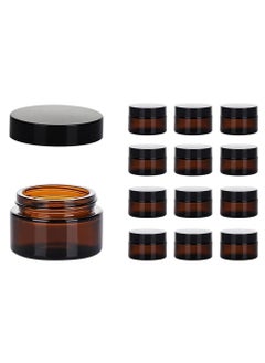 12 Pcs glass cosmetic jar with lid, amber cream glass jar with lid empty sample container, with empty cosmetic box