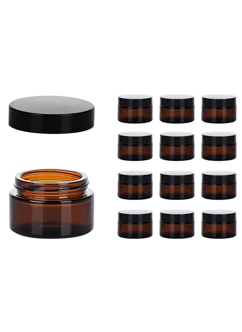 FUFU - 12 Pcs glass cosmetic jar with lid, amber cream glass jar with lid empty sample container, with empty cosmetic box - Image 1