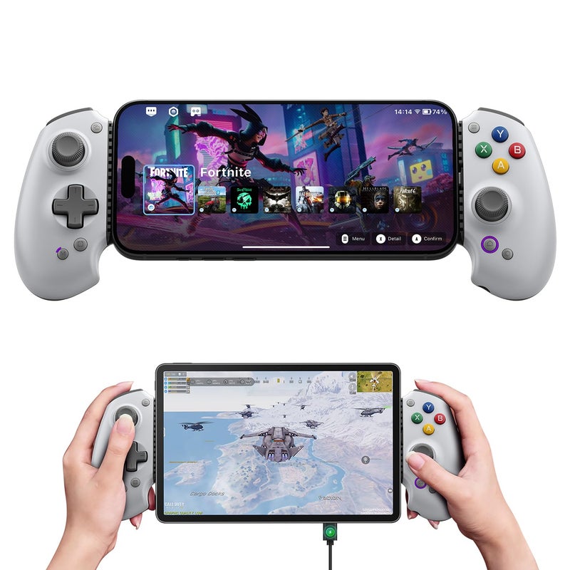 abxylute Mobile Controller for iPhone, iPad, Android Phones, Tablets, Nintendo Switch 1& 2, Wireless Gamepad with Hall Joystick, Hall Trigger (grey) - Image 1