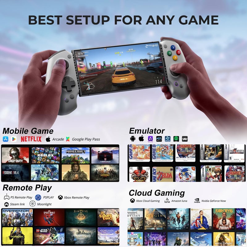 abxylute Mobile Controller for iPhone, iPad, Android Phones, Tablets, Nintendo Switch 1& 2, Wireless Gamepad with Hall Joystick, Hall Trigger (grey) - Image 5