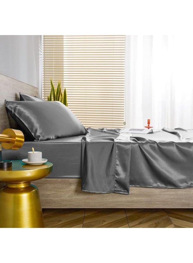 VIUAUAX Satin Pillowcase - 2 Pack 51 * 75cm Soft Silky Satin Bed Pillowcase Cover in Dark Grey with Envelope Closure - Image 4