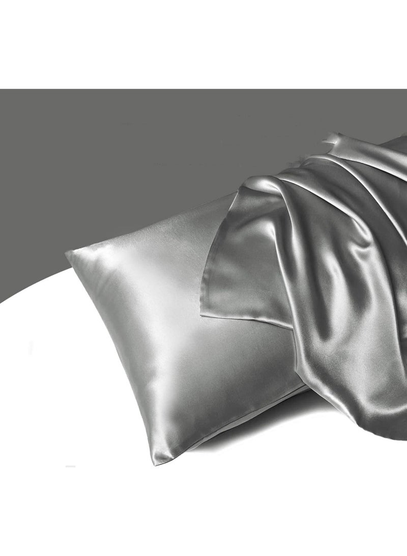 VIUAUAX Satin Pillowcase - 2 Pack 51 * 75cm Soft Silky Satin Bed Pillowcase Cover in Dark Grey with Envelope Closure - Image 3