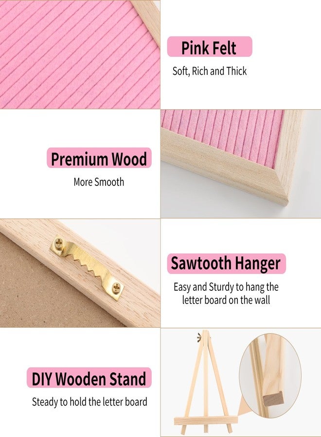 ARPOVIST Felt Letter Board 10x10 Inch with Stand, Pink Changeable Message Board with 340 Letters Numbers & Symbols, Wooden Frame Felt Sign for Baby Announcement, Wedding, Party, Home or Office Decor - Image 3
