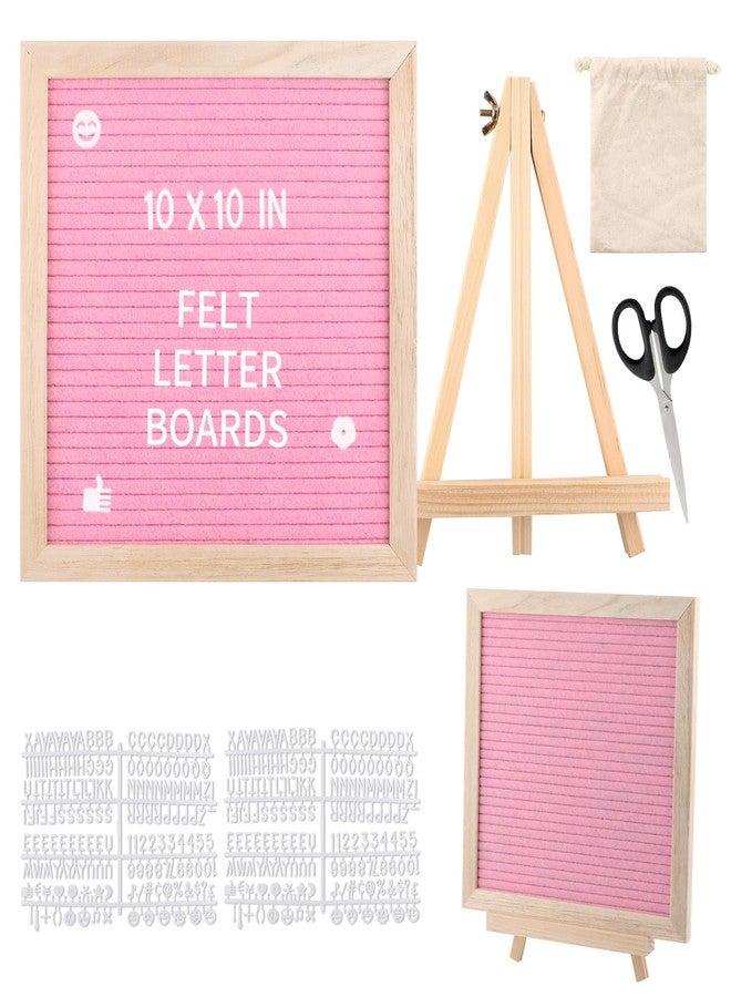 ARPOVIST Felt Letter Board 10x10 Inch with Stand, Pink Changeable Message Board with 340 Letters Numbers & Symbols, Wooden Frame Felt Sign for Baby Announcement, Wedding, Party, Home or Office Decor - Image 1