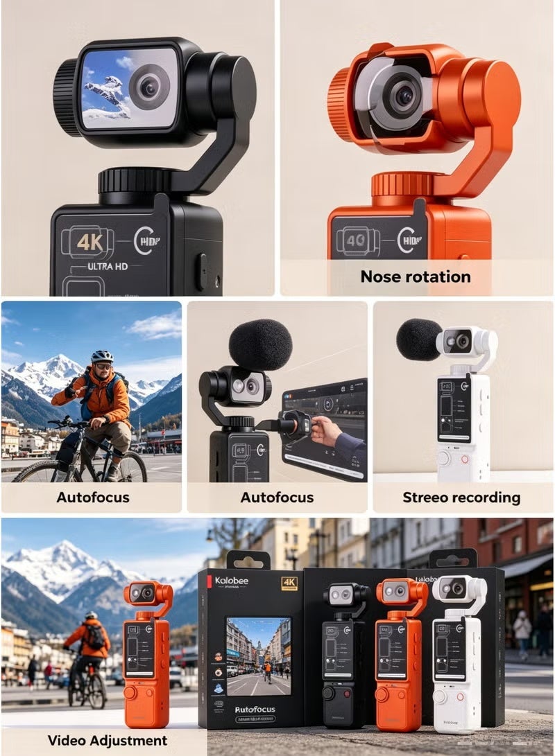 Kalobee Pocket3 Pro Mini Digital Camera with 5MP 180° Rotating AF Lens, 1.9-Inch Display, Black - Image 3