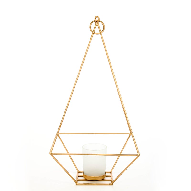 Hosley Radiant Elegance Set of 2 Gold Finish Tealight/Votive Holder Lanterns with 11.5" High Votive Frosted Candle Holders Timeless Decorative Accent for Ambient Lighting and Stylish - Image 2