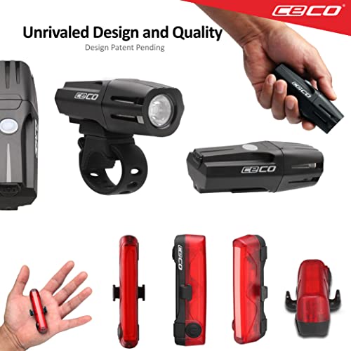 CECO-USA: 750 Lumen Headlight & 80 Lumen COB LED Tail Light for Cyclists who Want to See far & to be seen from Super Wide Angle. Brightest USB Rechargeable Bike Light Set Available for All Cyclists - Image 4