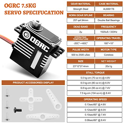 OGUNKE OGRC SCX24 Servo SCX24 High Torque Steering Servo Digital Servo RC Steering Servo with Steel Gear for SCX24 TRX4M Upgrade Parts - Image 2