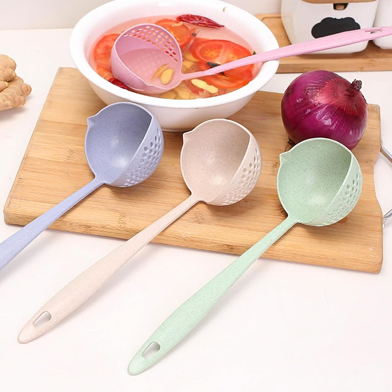 KASTWAVE Kitchen Tools Laddle, 4-Pack 2-in-1 Plastic Straining Soup Ladles - Soup Pan Spoon with Filter Strainer - Kitchen Dinnerware Cooking Tools - Image 4