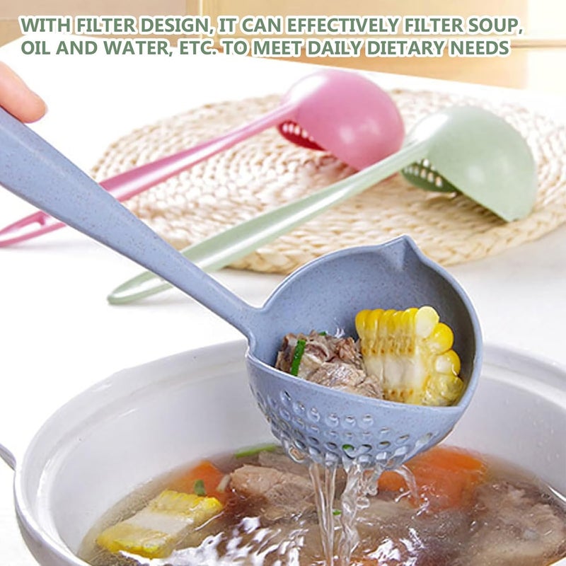 KASTWAVE Kitchen Tools Laddle, 4-Pack 2-in-1 Plastic Straining Soup Ladles - Soup Pan Spoon with Filter Strainer - Kitchen Dinnerware Cooking Tools - Image 2