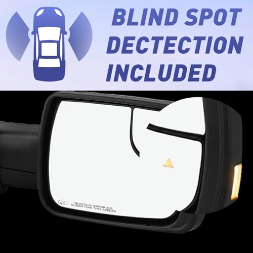 VMDCcdz Left Driver Side Mirror Compatible With Dodge Ram 1500 2019-2024 With Power and Heated Glass Turn Signal Light and Puddle Light Temp Sensor Power Folding BSM Textured Back 15Pins - Image 4