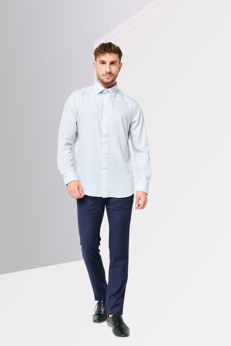 Scotch & Soda قميص رسمي بأكمام طويلة للرجال بتصميم عصري ومربعات، رمادي فاتح - Image 2
