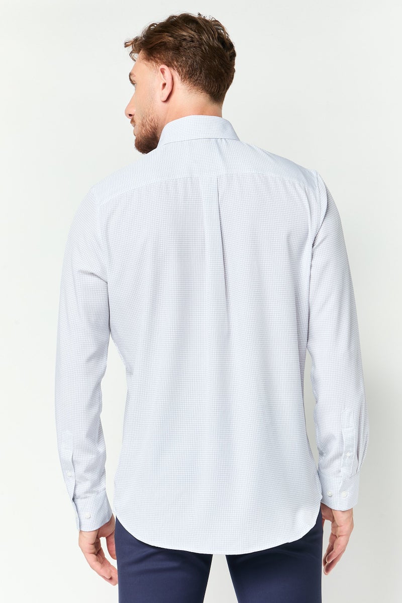Scotch & Soda قميص رسمي بأكمام طويلة للرجال بتصميم عصري ومربعات، رمادي فاتح - Image 4