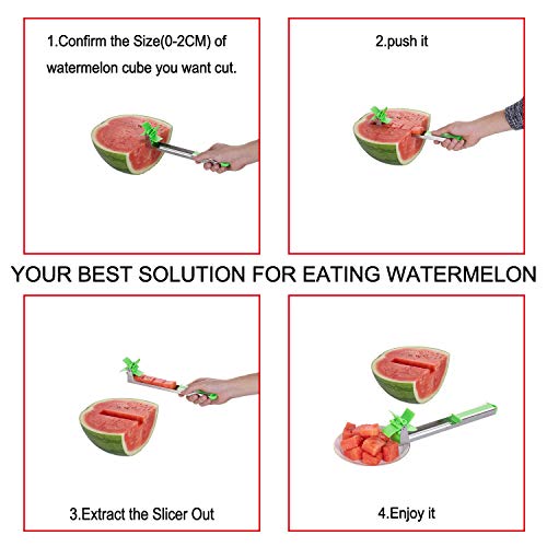 YIDADA Watermelon Windmill Cutter Slicer, YIDADA Stainless Steel Shape Fruit Tools Quickly Cut Tool Kitchen Gadgets with Melon Scoop - Image 4
