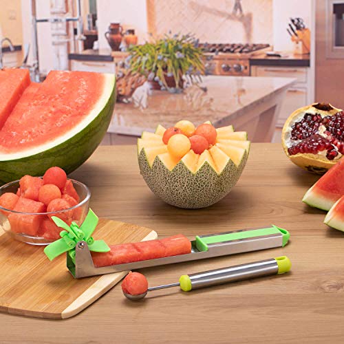 YIDADA Watermelon Windmill Cutter Slicer, YIDADA Stainless Steel Shape Fruit Tools Quickly Cut Tool Kitchen Gadgets with Melon Scoop - Image 5