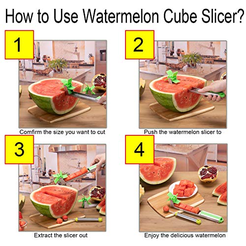 YIDADA Watermelon Windmill Cutter Slicer, YIDADA Stainless Steel Shape Fruit Tools Quickly Cut Tool Kitchen Gadgets with Melon Scoop - Image 3