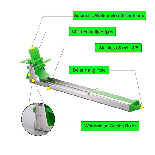 YIDADA Watermelon Windmill Cutter Slicer, YIDADA Stainless Steel Shape Fruit Tools Quickly Cut Tool Kitchen Gadgets with Melon Scoop - Image 2