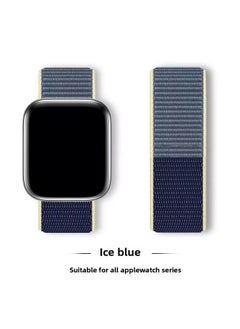 Suitable For Iwatch1-s9 Strap Light Mint/Ocean Blue Nylon Loop Velcro Wristband For Apple Watch Strap-Color:46# Ice Ocean Blue-Specifications:42/44/45/49mm