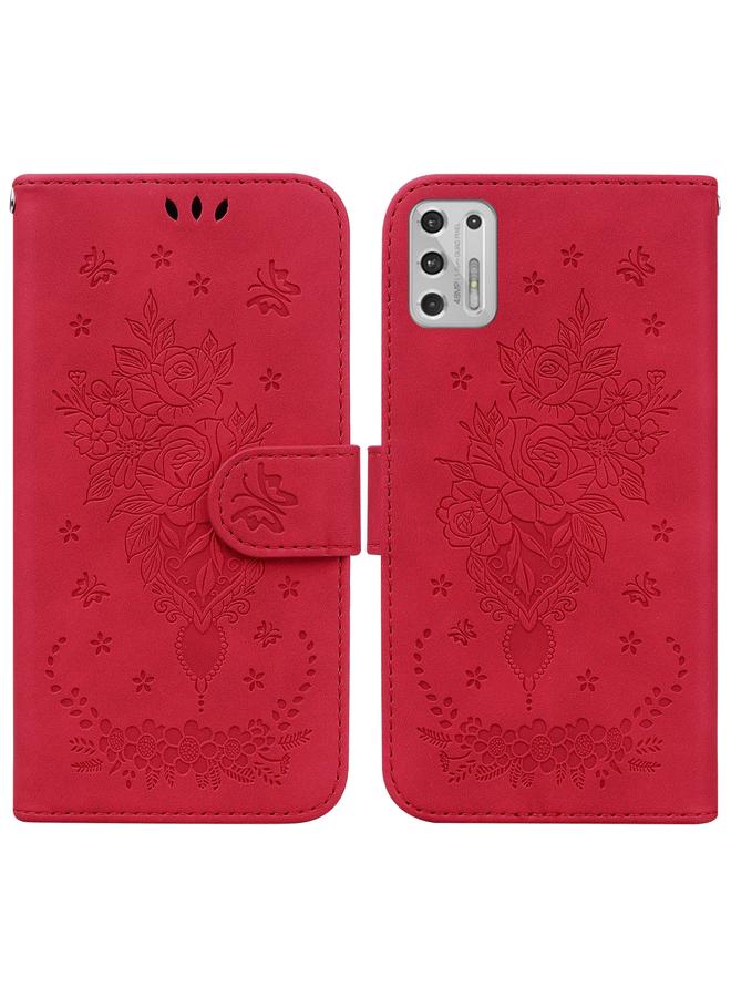 S-TOP Case For Motorola Moto G Stylus 2021 Butterfly Rose Embossed Leather Phone Case - Image 1