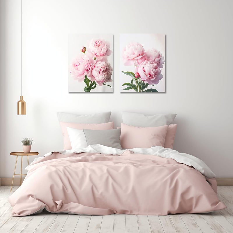 CXHOSTENT Peony Wall Art 2 Piece Pink Flower Canvas Prints Peonies Painting Abstract Floral Pictures Wall Decor Framed Artwork for Home Decor (Flower-1, 11.00"x14.00"x2P) - Image 4