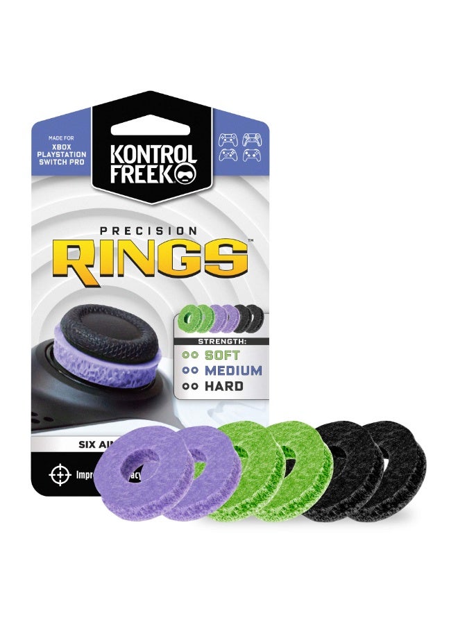 Precision Rings | Aim Assist Motion Control for PS4, PS5, Xbox One, XBX, Switch Pro & Scuf Controller (Black/Purple/Green) - Image 1