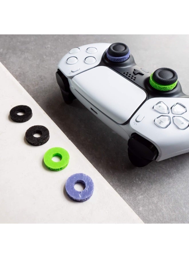 مجموعة من 6 حلقات دقيقة للمساعدة في التصويب (Aim Assist) لأجهزة PS5 وPS4، متوافقة مع وحدات تحكم Xbox – تحكم دقيق بفضل حلقات السيليكون الناعمة (ألوان: أسود، بنفسجي، أخضر). - Image 4