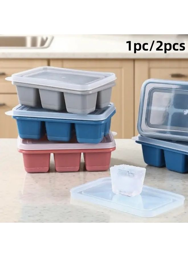 2pcs Ice Cube Tray with Lid Heavy Duty Plastic Non Stick Easy Clean Design - Image 1