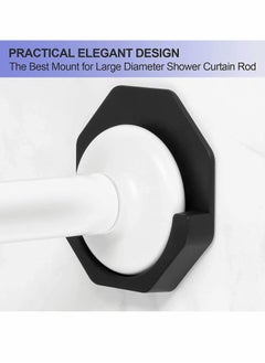 Y&D Shower Curtain Rod Holder 2PCS Adhesive Wall Mount for Wall/Bathroom No Drilling Stick On Black (Shower Not Included)  - Image 2