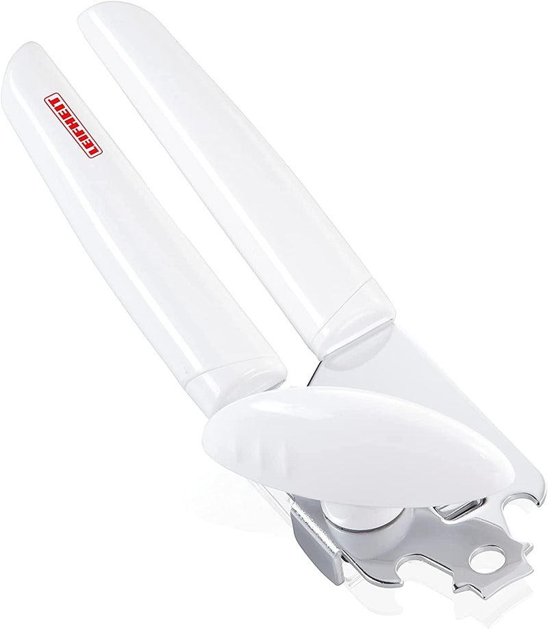 Leifheit Exact Can Opener White Strong Stainless Steel Deluxe Tin Opener Hardened Steel Geared Cutting Wheel Effective Opener