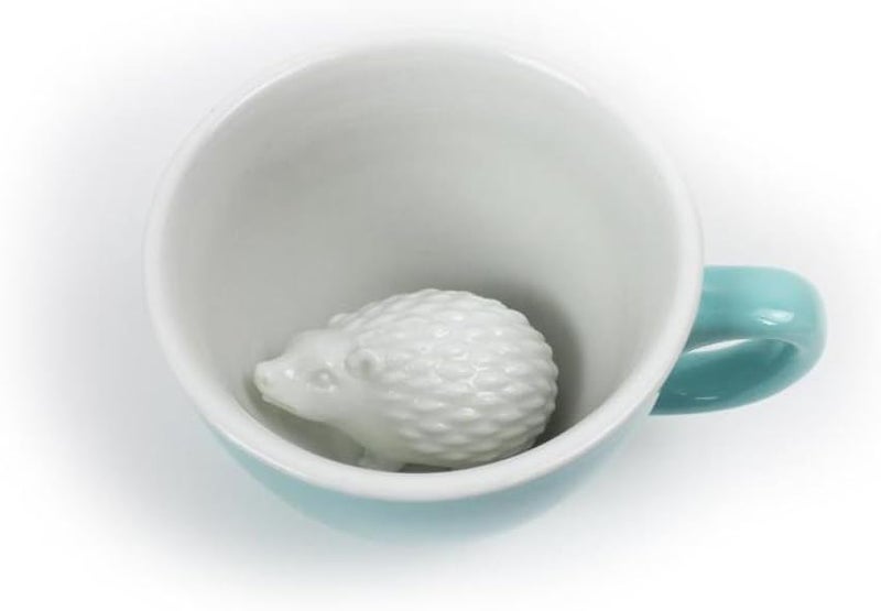 Creature Cups HEDGEHOG Ceramic Cup 11 Ounce Aqua Green  Hidden 3D Animal Inside Emerges As You Drink  Holiday and Birthday Drinkware Gift for Coffee  Tea Lovers - Image 1