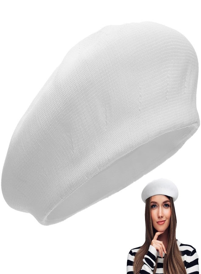 PACKOVE Summer Beret Hat Straw Beret Hats Women Spring Summer Artist Painter Visor Sun for Women White - Image 1