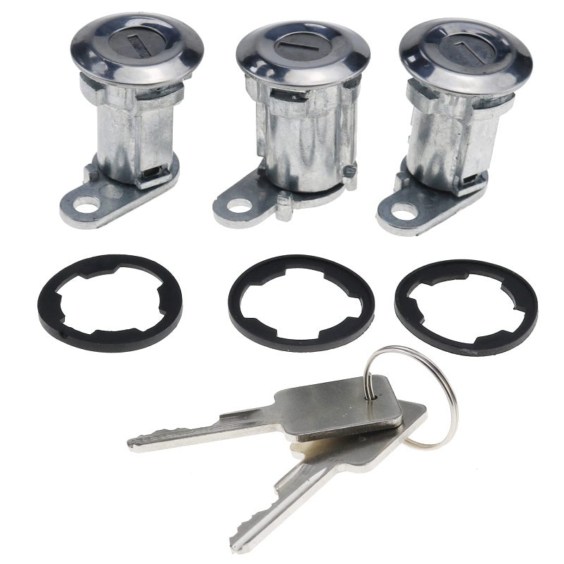 مجموعة DVPARTS من 3 قفل أسطوانة باب مع مفاتيح 8122874K3 لجيب CJ رانجلر شيروكي XJ 8490