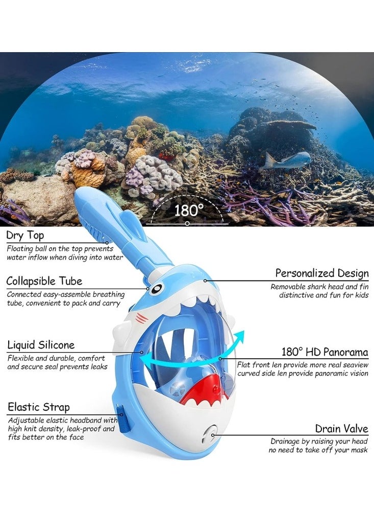 M MIAOYAN Full Face Snorkel Mask for Kids, Kids Snorkeling Set 180 Degree Panoramic View, Safe Anti-Leak Anti-Fog Snorkeling Gear for Kids  - Image 3