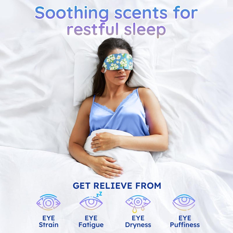 BLOOMORA 16 Pack Steam Eye Mask Variety Set Lavender Chamomile Jasmine and Unscented, Heated Eye Masks for Dry Eyes Puffiness and Relaxation, Self Heating Warm Compress for Sleep and Travel - Image 2