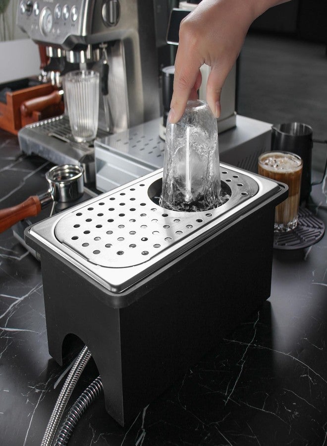DIBTSA Pitcher Rinser with Base and Drip Tray, Stainless Steel Countertop Glass Rinser Cup Washer Sink with Side Spray, 13.38" x 7.48" x 5.7", Silver A - Image 4