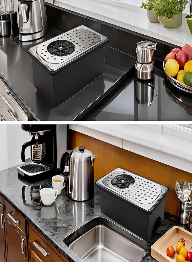 DIBTSA Pitcher Rinser with Base and Drip Tray, Stainless Steel Countertop Glass Rinser Cup Washer Sink with Side Spray, 13.38" x 7.48" x 5.7", Silver A - Image 5