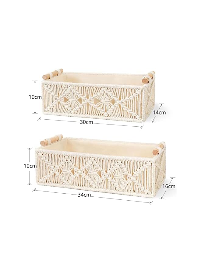Zaboon Storage Baskets Boho Decor Box Handmade Woven Decorative Countertop Toilet Tank Shelf Cabinet Organizer For Bedroom Nursery Livingroom Home Set Of 2 - Image 3