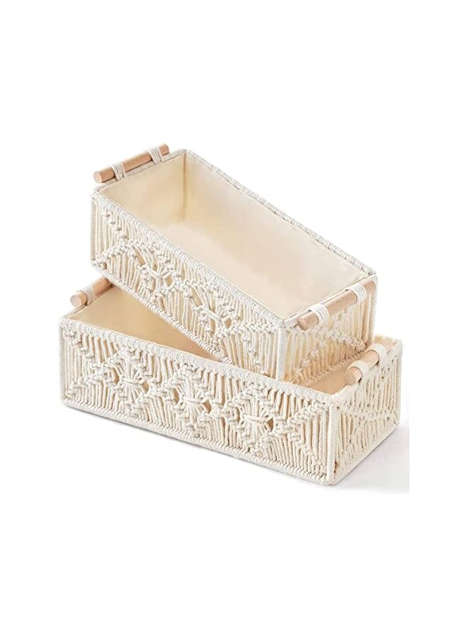 Zaboon Storage Baskets Boho Decor Box Handmade Woven Decorative Countertop Toilet Tank Shelf Cabinet Organizer For Bedroom Nursery Livingroom Home Set Of 2 - Image 2