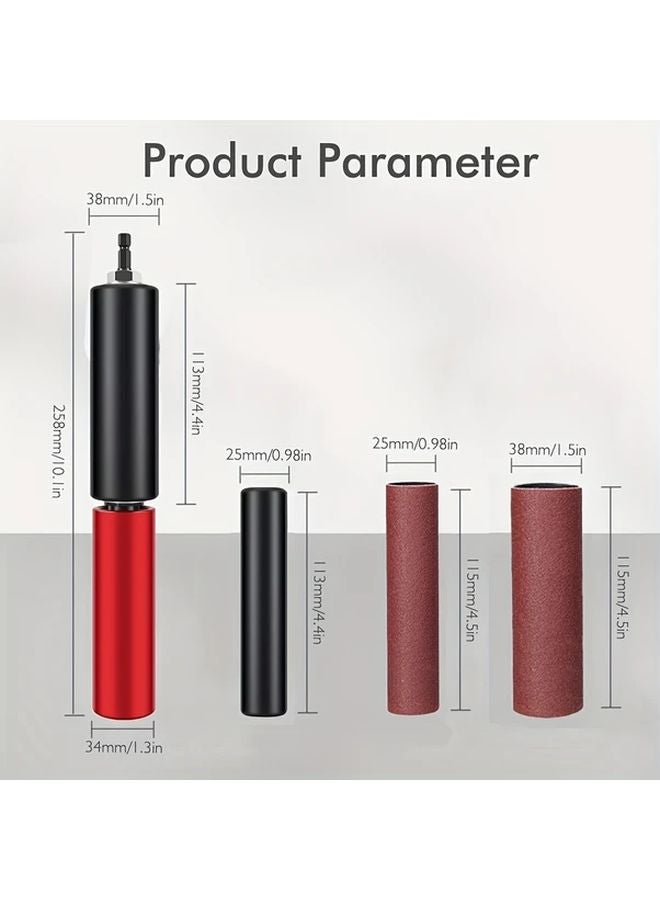 Red Aluminum Alloy Sanding Drum Set For Drill Press Angle Grinder Polishing Curved Surfaces - Image 4