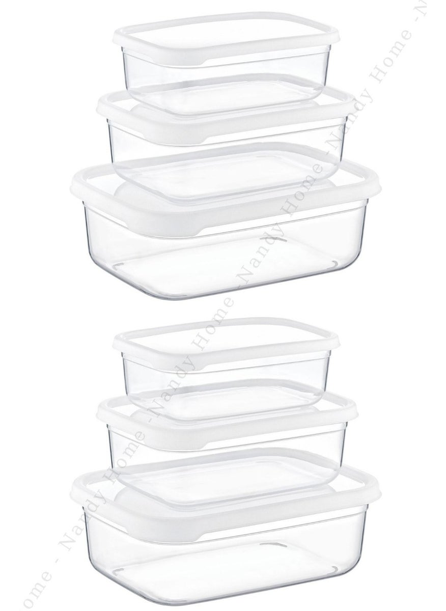 Nandy Home 6 Piece Set Embox Rectangular Food Storage Container White  - Image 2
