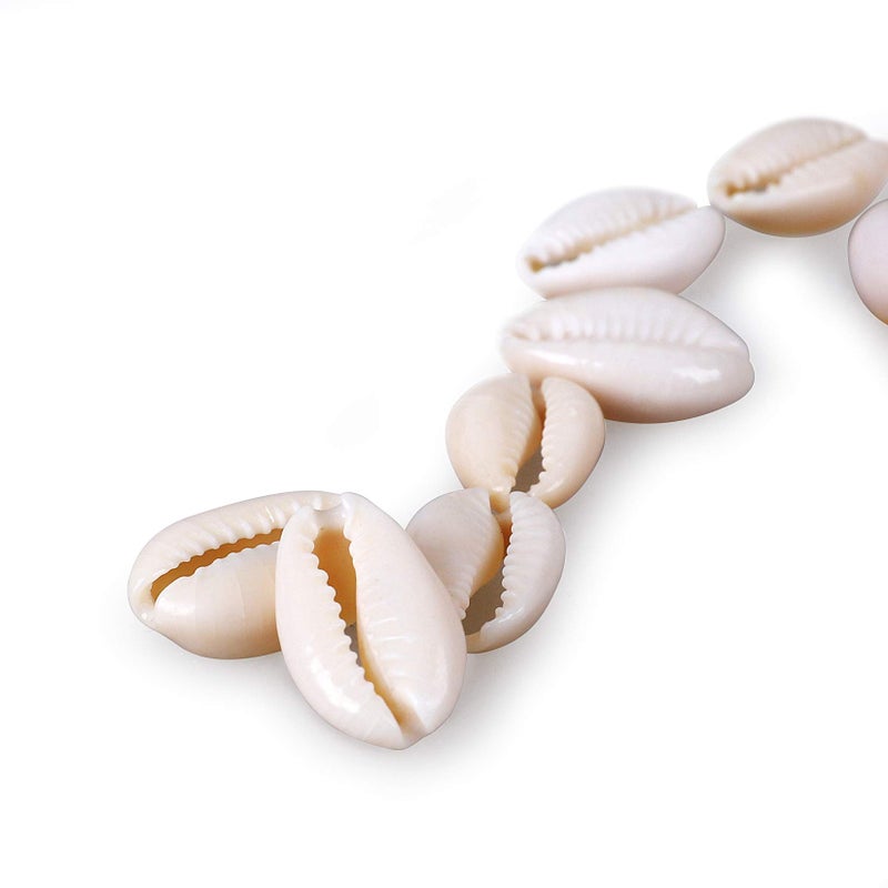 PPCLION 150 PCS White 0.63"-0.71" Natural Strong Cowrie Shell Beads Smooth Cut Oval Seashells, Beach Seashells with Big Hole for DIY Craft Jewelry Making, Adorning Hair Locks and Braids - Image 3