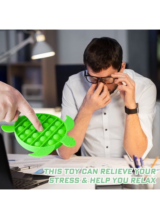 NiHealth NiHealth Push Pop Bubble Fidget Sensory Toy Sea Turtle Shaped Fidget Toy for Special Needs Stress Reducer Anxiety Relief Popper Game Board Silicone Squeeze Toy for Kids and Adults (Green)  - Image 5