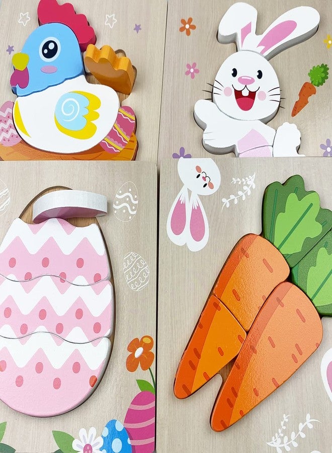 Anditoy 4 Pack Easter Wooden Puzzles Toys for Kids Toddlers Easter Basket Stuffers Gifts Party Favors - Image 4
