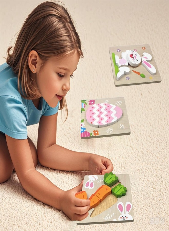 Anditoy 4 Pack Easter Wooden Puzzles Toys for Kids Toddlers Easter Basket Stuffers Gifts Party Favors - Image 3