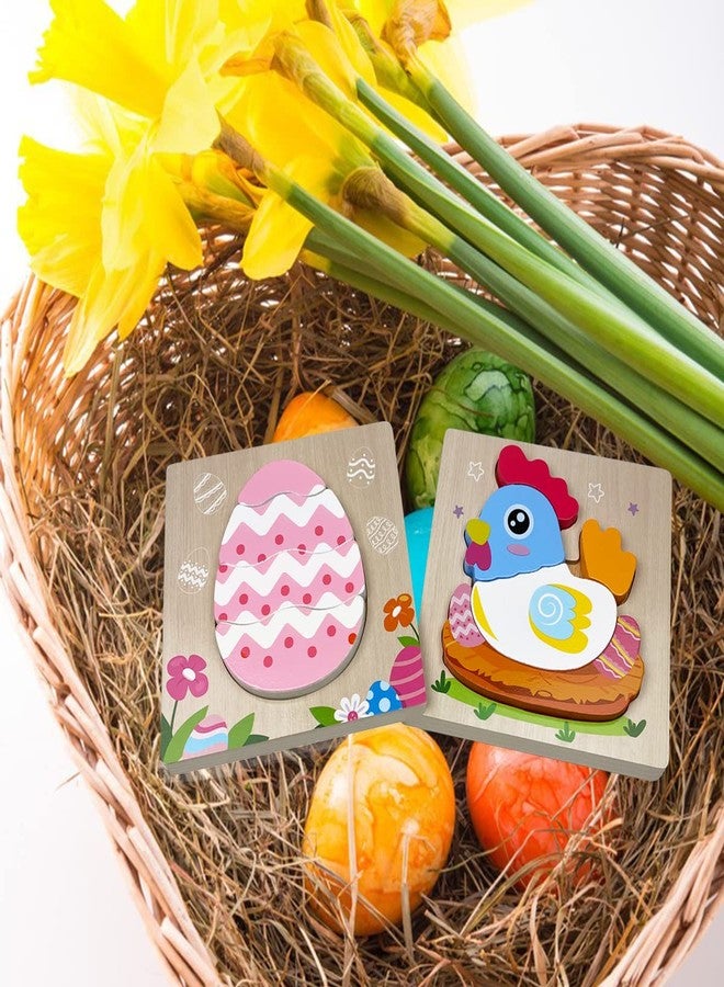 Anditoy 4 Pack Easter Wooden Puzzles Toys for Kids Toddlers Easter Basket Stuffers Gifts Party Favors - Image 5