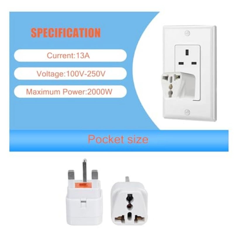 World2SA UK Universal Travel Plug Adapter with Safety Standards Accepts US, Europe, Australia, US to UAE HK SG Travel Plug Adapter 10A 2000W - Image 3