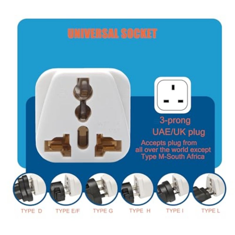 World2SA UK Universal Travel Plug Adapter with Safety Standards Accepts US, Europe, Australia, US to UAE HK SG Travel Plug Adapter 10A 2000W - Image 2