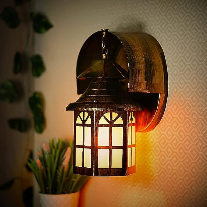 GreyWings Copper Antique Iron Wall Light for Home & Outdoor – Vintage Lantern Design, (Bulb is not Included) Decorative Sconce Lamp, Pack of 1 - Image 4