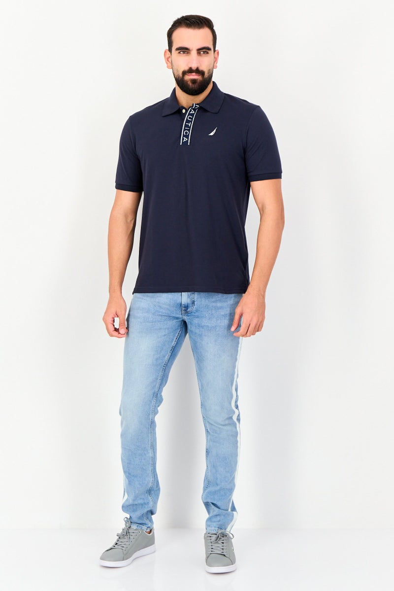 NAUTICA Men Regular Fit Embroidered Logo Short Sleeve Polo Shirt, Navy - Image 3