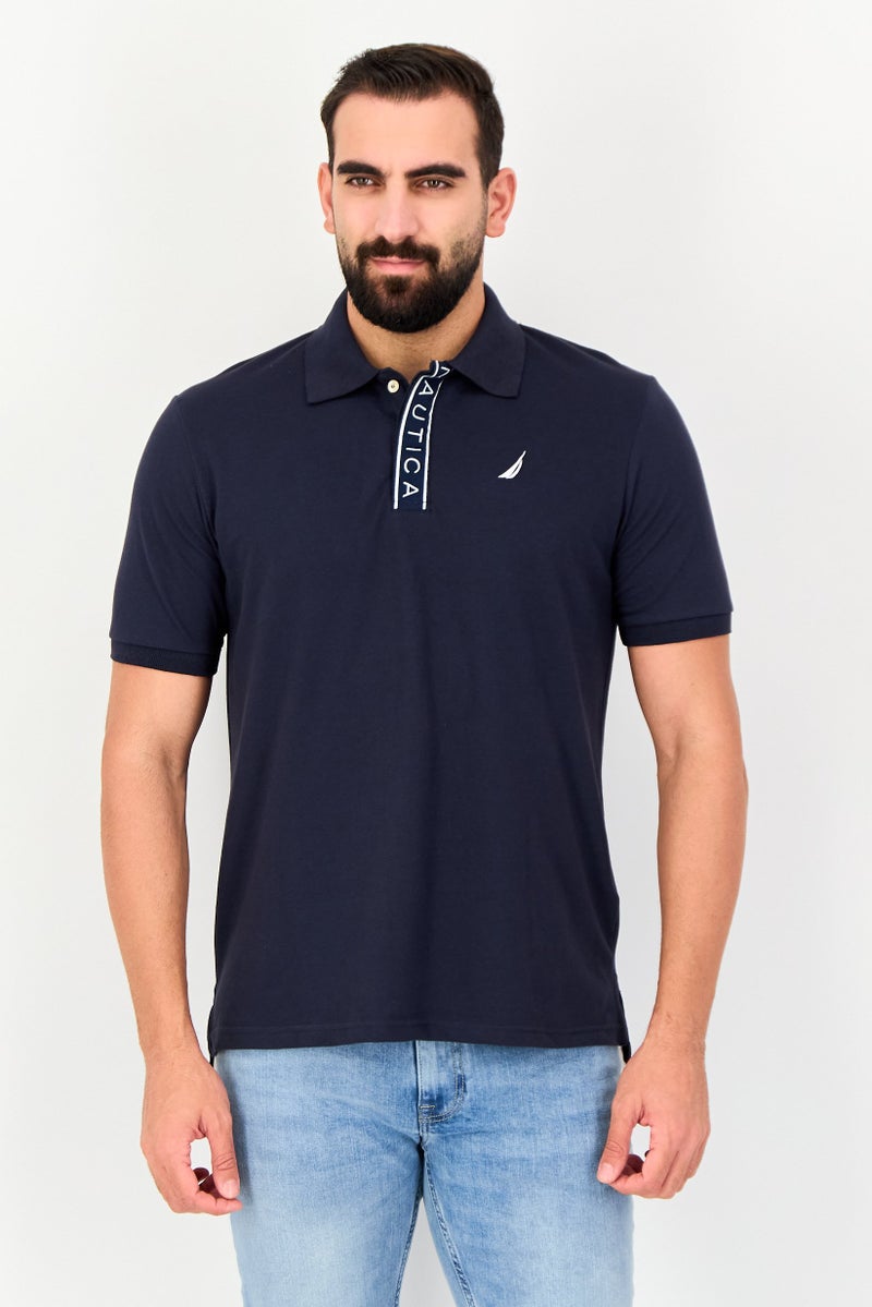 NAUTICA Men Regular Fit Embroidered Logo Short Sleeve Polo Shirt, Navy - Image 1